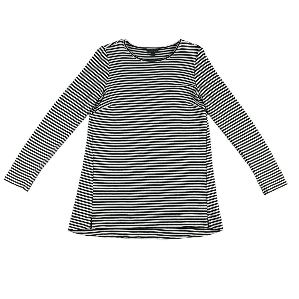 J. Jill Shirt Women’s Small White Black Wearever Collection Striped Long Sleeve